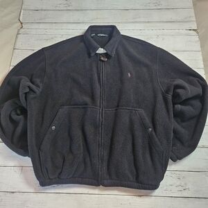 Vintage 90s Polo by Ralph Lauren Fleece Jacket Men’s Large Black Pink Pony USA